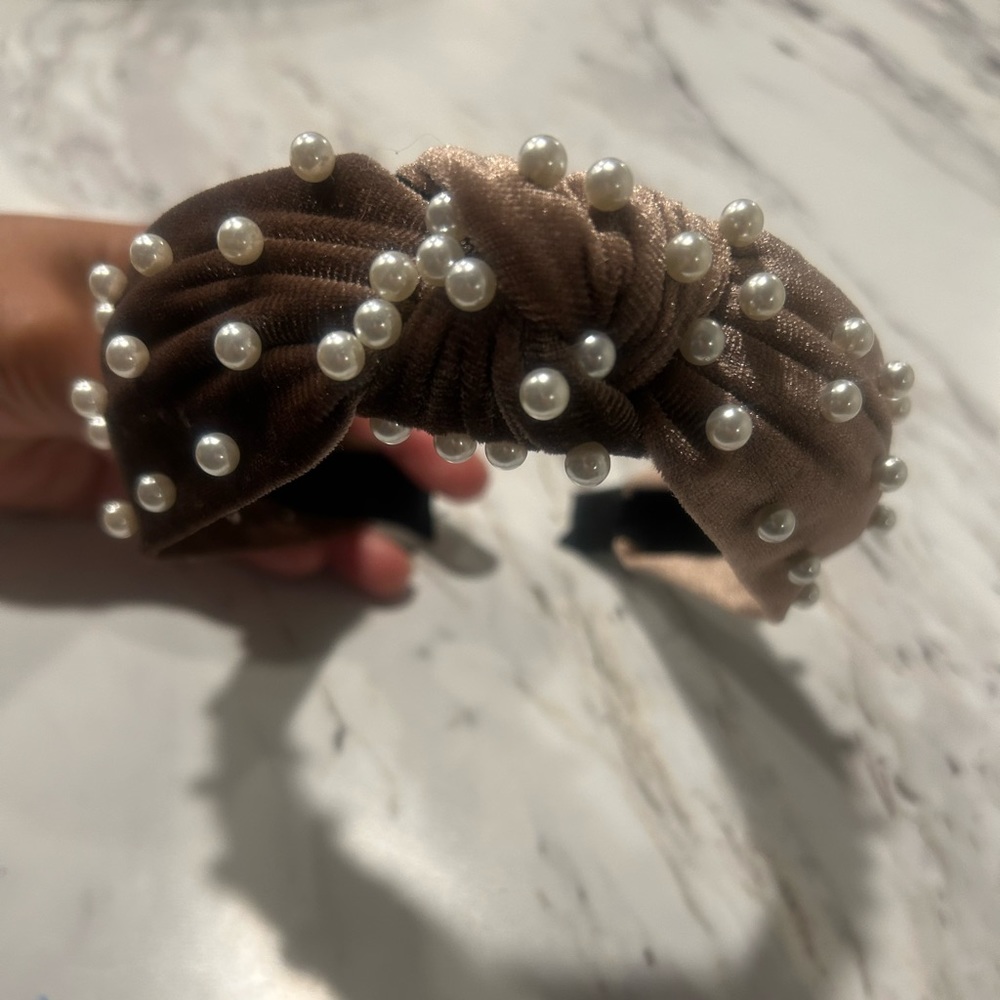 Women's Carmel Brown Velvet Headband .
